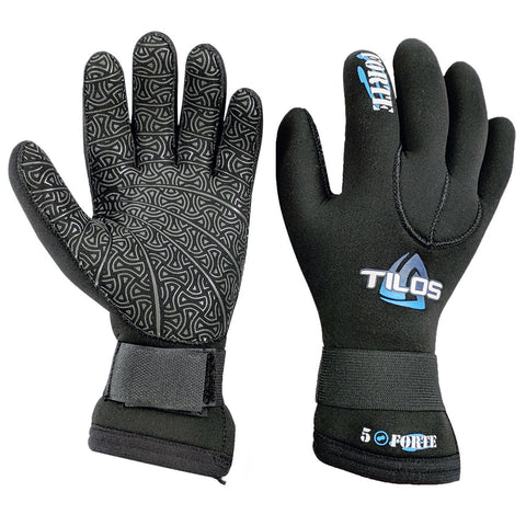 TILOS TITANIUM VELCRO GLOVES BLACK 5MM