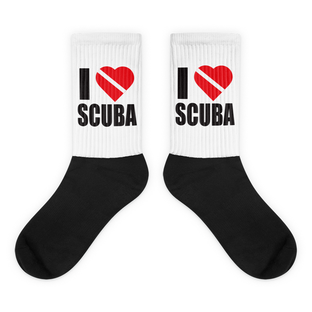 I Love Scuba Black foot socks