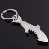 Silver Shark Shaped Bottle Opener Keychain