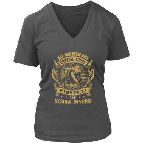 District Womens V-Neck - Front Printed Only - All women are created equal